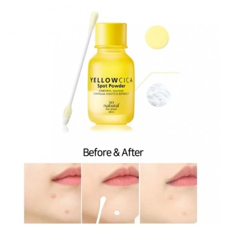 Двухслойная сыворотка точечного применения для проблемной кожи с каламином So Natural Yellow Cica Spot Powder